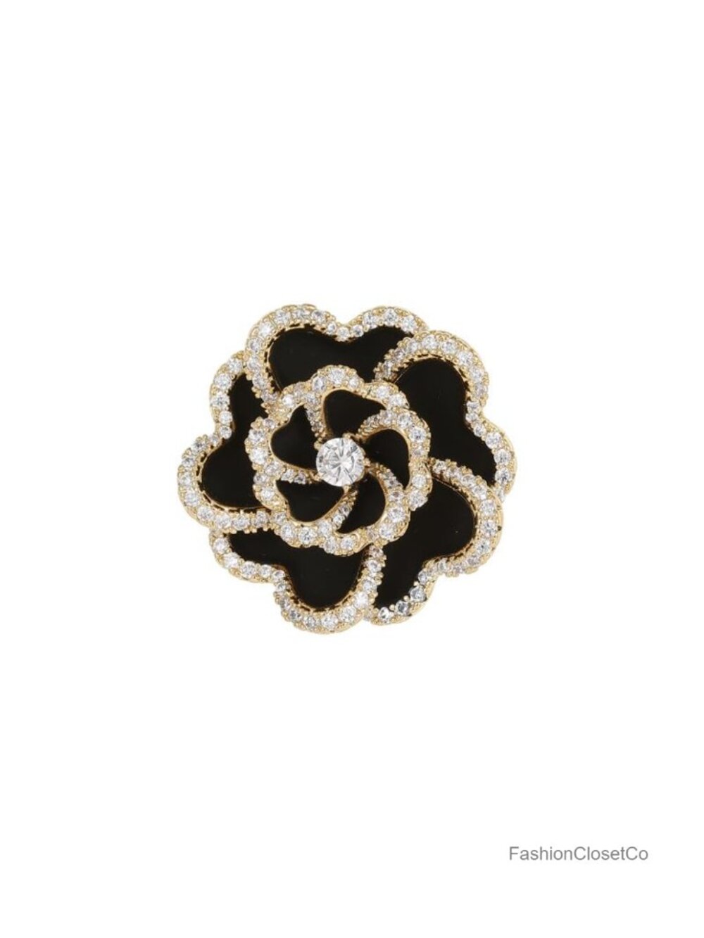 Gemlux 14K Gold Colorful Moissanite Camellia Brooch Pin